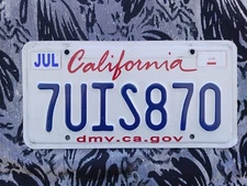 2016 California License Plate 7UIS870