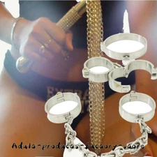 Heavy Duty Handcuffs Binding Ankle Cuffs Neck Collar Metal Chains New