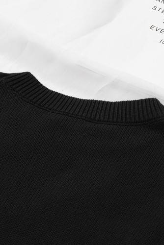 Women's Black Cable Knit Sweater Long Sleeve Ruffles 2XL - Bild 7 von 12