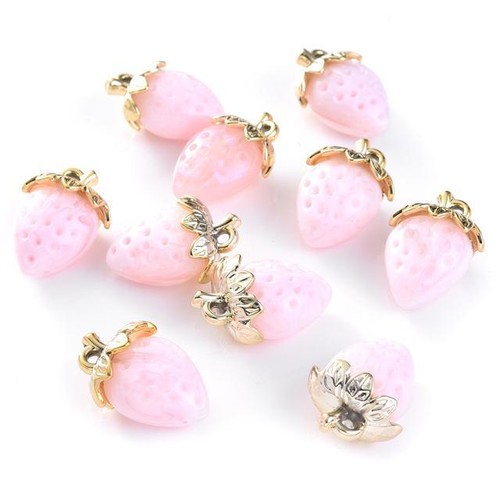 10pcs Acrylic Sweet Strawberry Charm Pendants for Handmade Bracelets Necklaces - Picture 18 of 21