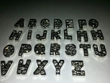 SILVER CRYSTAL  NEW Alphabet letter floating charms for glass floating lockets 