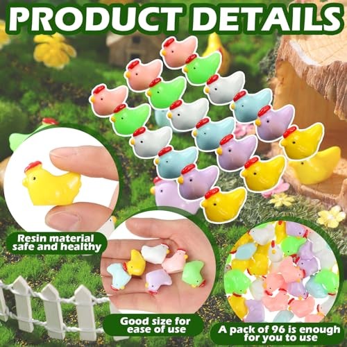 96 Pcs Miniature Chicken Figurine Mini Resin Chicken Tiny Animals Hen - Picture 5 of 7