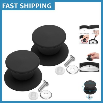 Universal Silicone Pot Lid Handle Replacement - Pack of 2 - Black Non-Slip