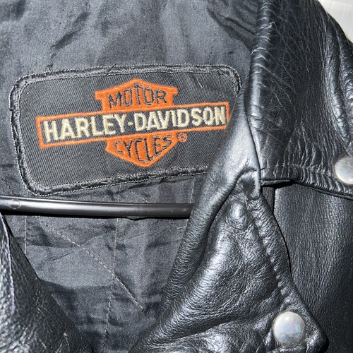 🔥Harley Davidson schwere schwarze Leder Biker Motorrad Jacke - Mancave Relics - Bild 2 von 14