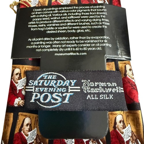 Neu mit Etikett Norman Rockwell Benjamin Franklin Seidenkrawatte The Saturday Evening Post 56 Zoll - Bild 6 von 9