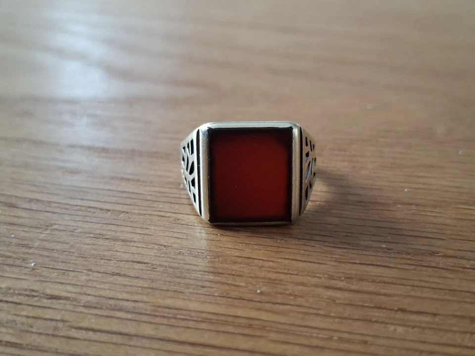 Alter Herren Siegel Ring 585 Gelbgold Karneol Gr.66 aus Nachlass 