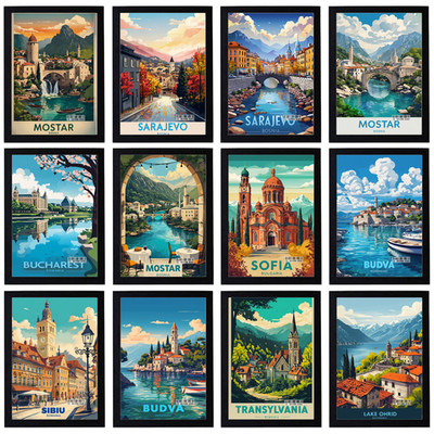Vintage Reise Balkan Urlaub Poster Klassischer Retro Druck Wohndeko Wandbild A4