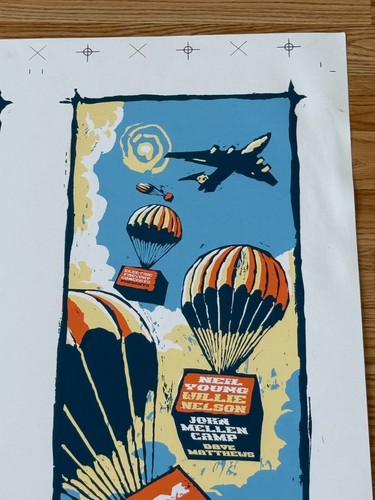 Willie Nelson Dave Matthews Neil Young Original 2 Concert Poster Planes Farm Aid - Imagen 6 de 7
