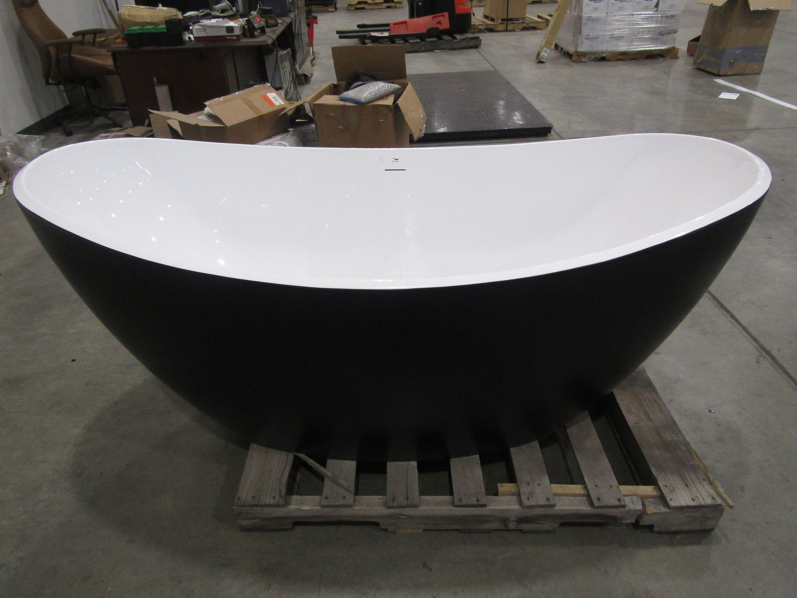 Streamline 955BL 75" White/Black Freestanding Acrylic Bathtub With Tray