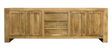 Jaden Sideboard 3 Drawers 4 Doors in Distressed Natural Finish on Solid Wood
