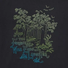 NWT Women's Life is Good The Forest Will Echo With Laughter Black SS Crusher Tee