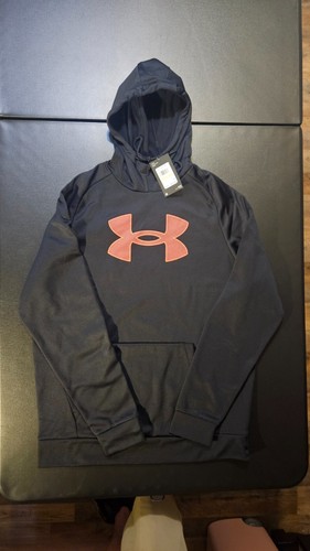 Under Armour Fleece Big Logo Hoodie Pullover Sweatshirt Herren M lose schwarz