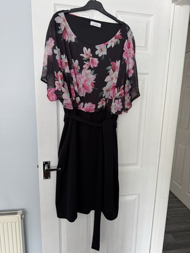 Ladies/Womens, Dress, Yours Clothing, Plus Size 26/28. Floral, Pink Black White - Picture 3 of 10