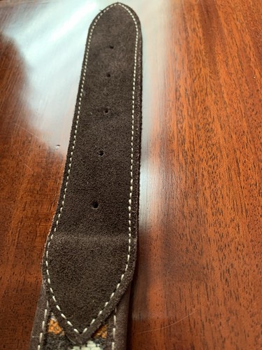 Beautiful Chocolate Brown Suede Woven Tapestry Belt Festivals Boho Hippy 42-46” - Picture 6 of 8