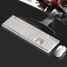 Wireless Backlit Keyboard & Mouse Set, Full-Size, Quiet, Rechargeable, Ergonomic