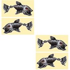  2 Count Car Stickers Decals Vinyl Graphic Skeleton Fish Bones Graphics