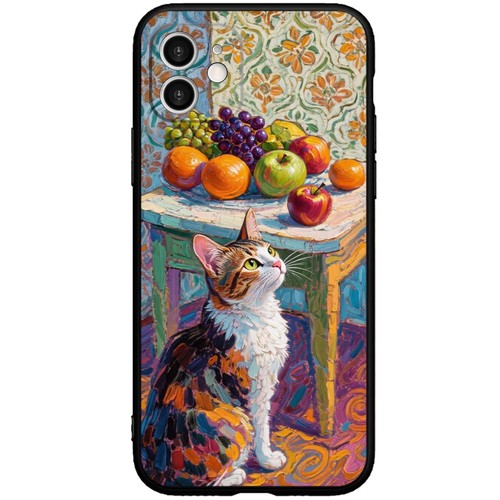 Oil Cat Starry Night Wheat Field Oil Painting Phone Case for Iphone 16 15 14 13 - Picture 3 of 17