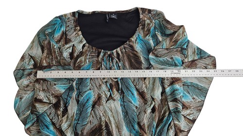 New Direction Damen braun türkis Federdruck Kurzarm Oberteil XL - Bild 6 von 10