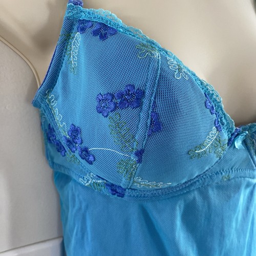 Rampage Bustier Dessous Top türkis transparent Netz Blumen Babydoll Cami Y2K Gr. 38C - Bild 3 von 14