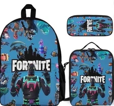 New Fortnite 3 Pcs Backpack Set Large Capacity Backpack, Pencil Bag & Lunch Bag