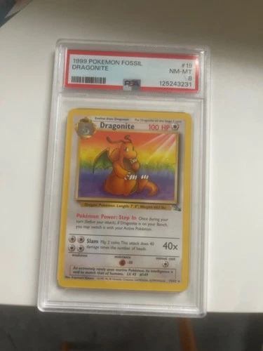 1999 dragonite 19/62 fossil psa 8