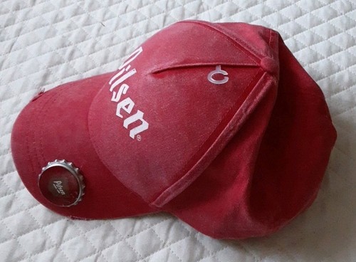 NWT Costa Rica Pilsen Beer Strapback Hat Red With Bottle Cap Opener - Picture 1 of 6