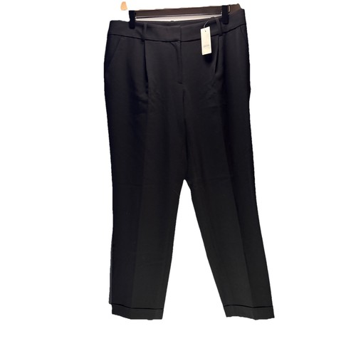 Loft Julie Ankle Black Pants Cuffs Pleat NWT Size 8