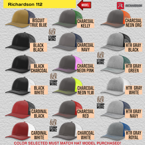 Custom Hat Trucker Baseball Cap Richardson Leather Patch Skull USA Flag Waving - Picture 12 of 21