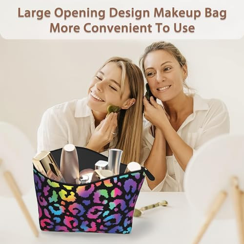 Cosmetic Bag Animal Skin Print Makeup Bags,Travel Make up Bags Colorful Leopard - Bild 6 von 6
