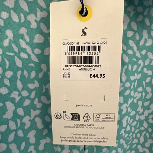 Joules Womens Dress Aqua Green Anne Tie Waist Knee Length Lightweight Woven 20 - Picture 7 of 12
