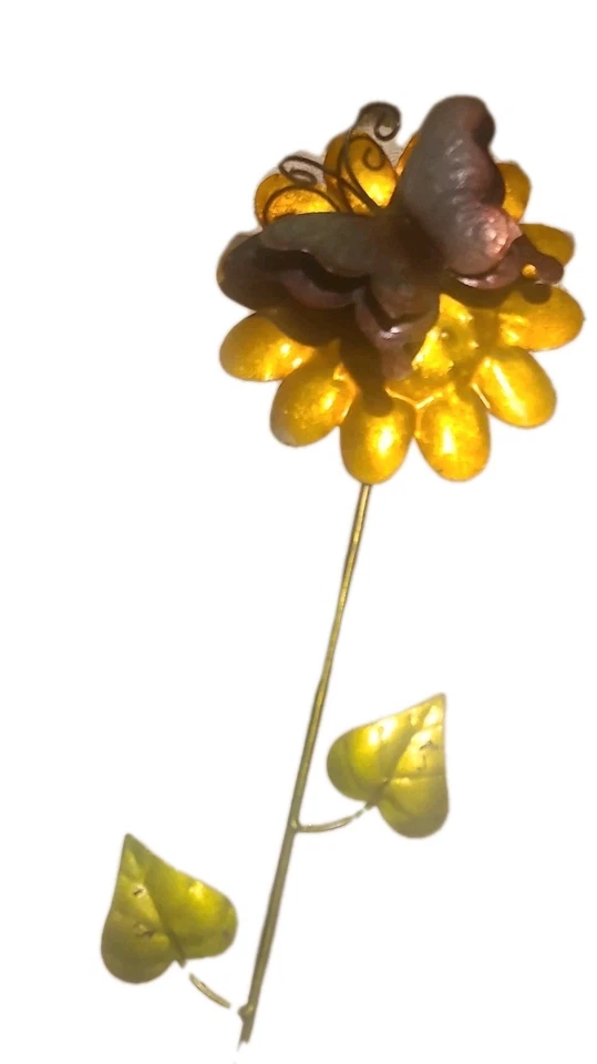 26''H Metal Yard Stake Garden Lawn Art Ornament Decoration Butterfly on flower - Image 4 of 4