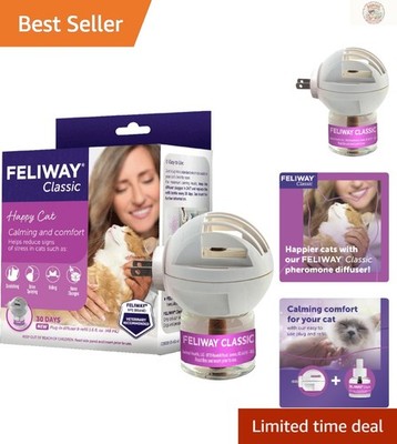 30-Day Cat Calming Pheromone Diffuser - Covers 700 Sq Ft, Drug-Free Formula