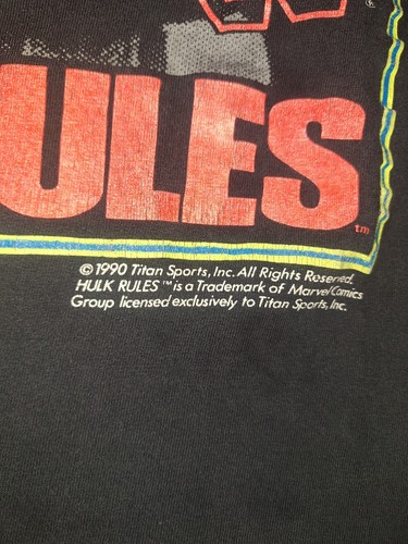 Men’s Black Graphic T-Shirt Vintage 1990 Hulk Hogan WWF Size Medium - Picture 3 of 8