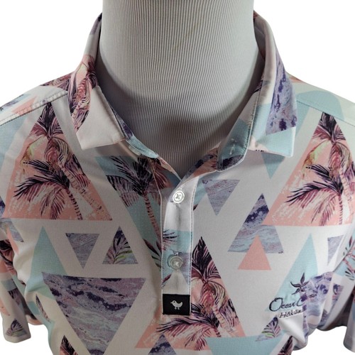 Bad Birdie Golf Polo Shirt Cali Geometric Trees Ocean Course Hokuala Mens XXL - Picture 4 of 9