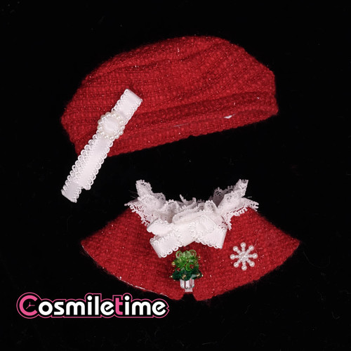 Vestiti per bambola di Natale adatti 10 cm peluche bambola mantello cappello fiocco cosplay vestiti giocattolo YZ - Foto 7 di 14