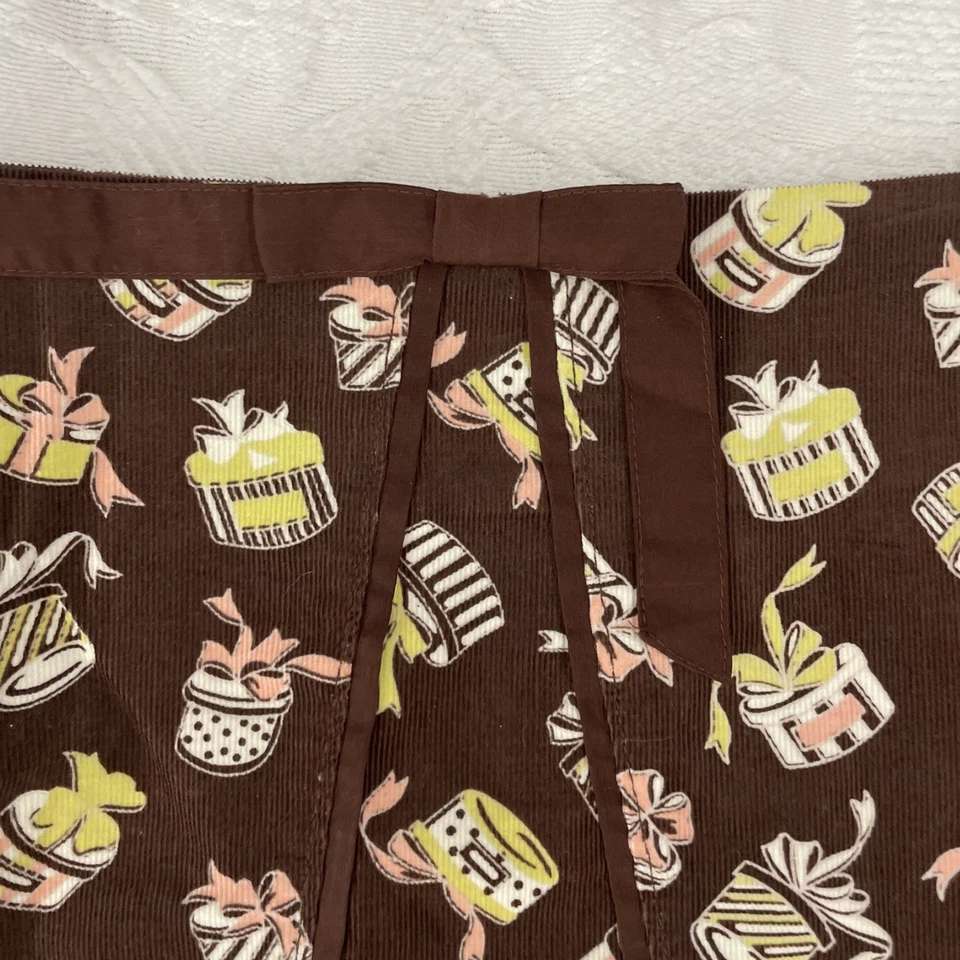 VTG Odille Corduroy Hat Box Print Skirt Size 8 Cotton  - Image 2 of 4