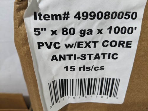 6 Anti-Static Red Stretch Wrap Rolls 5" x 1000' 80GA Extended Core - Picture 3 of 7