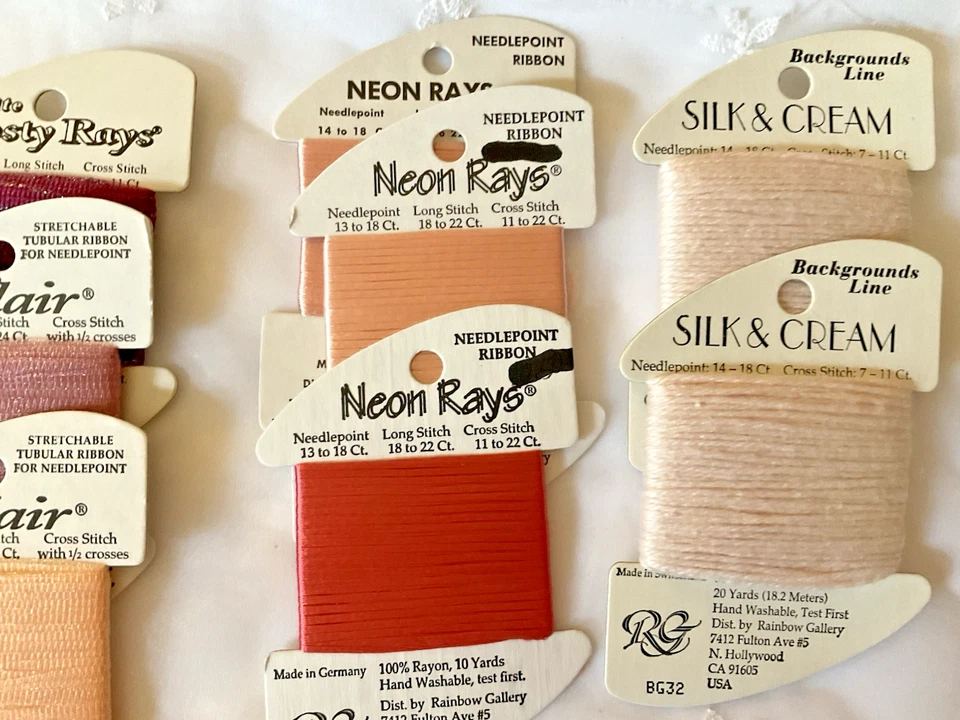 Rainbow Gallery Needlepoint Embroidery Thread Lot of 8 Peach and Pinks New - Image 3 of 4