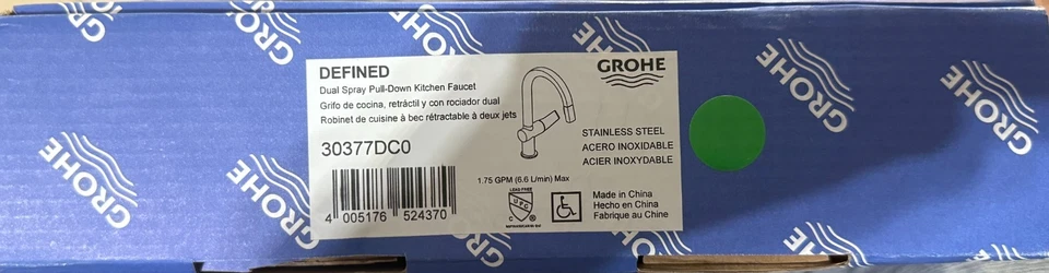 Grifo de cocina Grohe 30377DC0 definido 1,75 GPM 1 agujero - plateado Foto 3 de 4