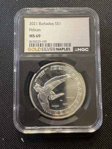 2021 Barbados $1 Pelican • NGC MS69 • 1 oz .999 Fine Silver