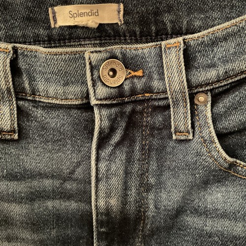 SPLENDID Jeans Women's 25 Med Wash Denim Wide Leg Raw Hem Mid Rise Cropped - Imagen 18 de 19