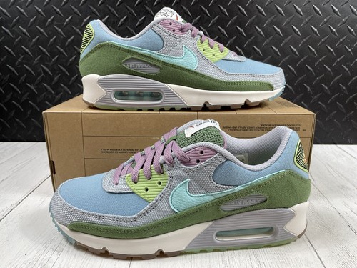 Size 8.5-Nike Air Max 90 SE Shoes Blue Green White "Sun Club" DM0036-400 Mens - Picture 2 of 12