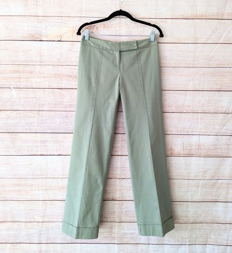 Anthropologie Elevenses Size 0 Dress Pants Mint Green St Leg Cuff Hem Stretchy - Imagen 9 de 9