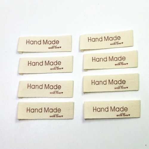 100x Hand Made with Love Cotton Woven Clothing Labels Bags Tags DIY Sewing Decor