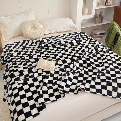 Throw Checked Large Polar Warm Soft Blanket Sofa Bed Car V0H8 GX Travel F7K9 - Picture 3 of 15
