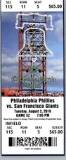 San Francisco Giants vs Philadelphia Phillies 8/2/2016 Ticket Citizens Bank Park