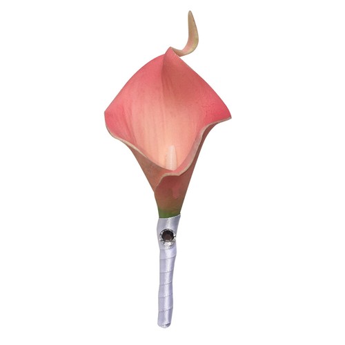 Künstliche Real Touch Koralle Calla Lilie Baby Atemstrauß Corsage Boutonniere - Bild 14 von 14