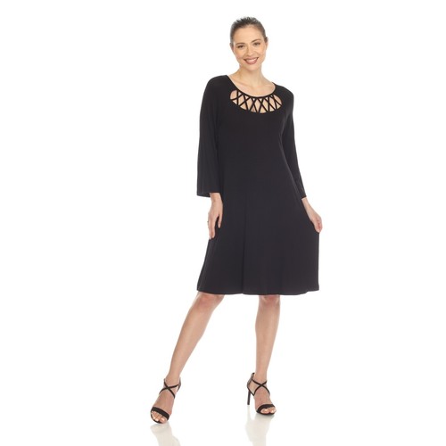 Criss Cross Neckline Swing Midi Dress ( Plus Size Available ) - Picture 25 of 101