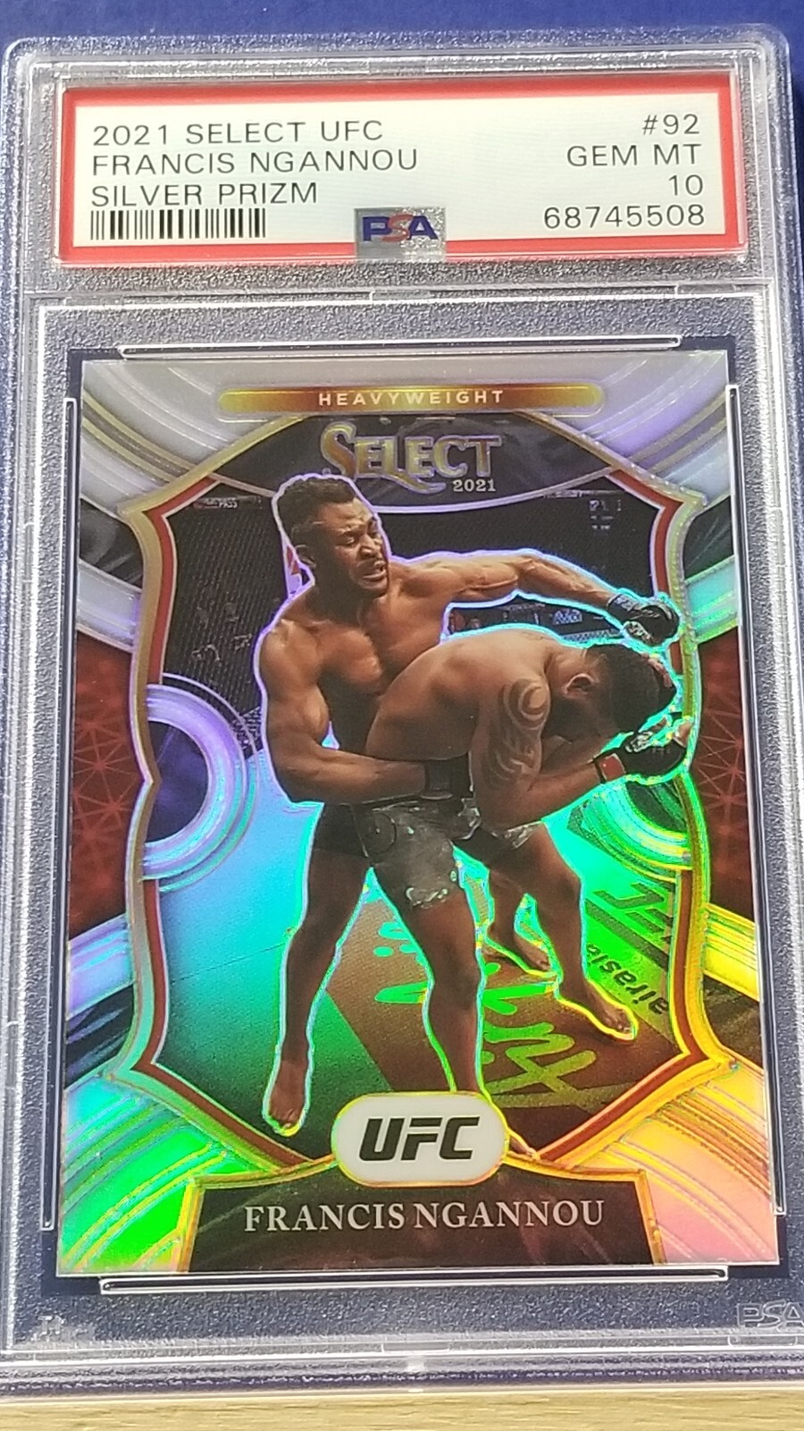 Francis Ngannou - 2021 Select UFC Silver Prizm #92  PSA 10