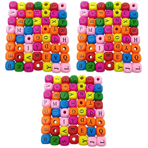 3 Pieces Wooden Alphabet Beads Multicolor Colored Letter for Bracelets - Picture 2 of 9
